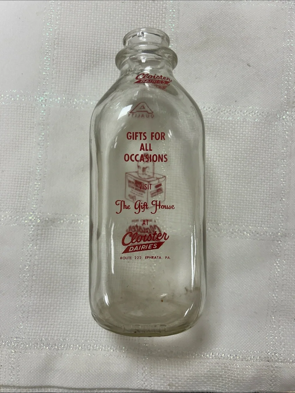 Clear Glass Milk Bottle with Red Logo
